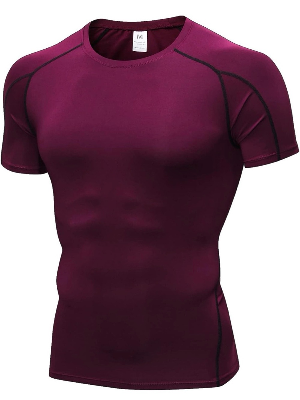 NWT SPVISE Men's Short Sleeve Dry-Fit Compression Base Layer Shirt Size M Wine